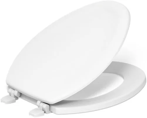 KOHLER 4647-HW1 - Asiento de inodoro alargado de madera de piedra, asiento de inodoro alargado para inodoros estándar, tapa de inodoro, color blanco