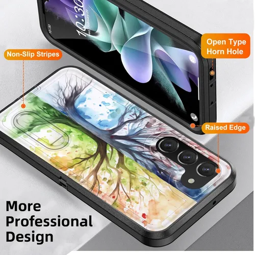 Vista 4 de Funda para Galaxy S23 Plus con soporte integrado, a prueba de golpes, polvo y caídas, 3 capas, grado militar, funda protectora para Samsung Galaxy