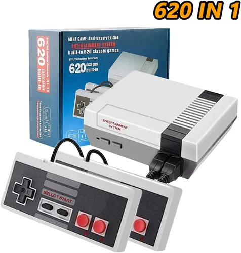 Zeion Consola de juegos retro clásica mini consolas de videojuegos con 620 juegos para juegos NES con mango de juego con 2 controladores salida AV