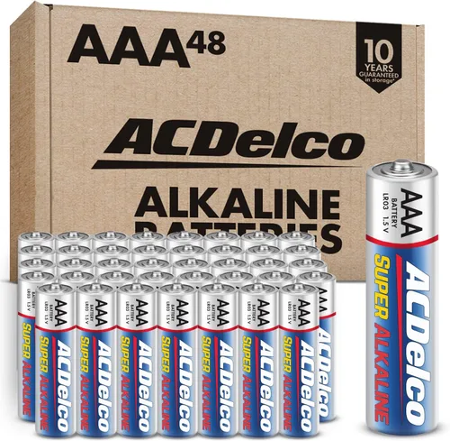 ACDelco 48 pilas AAA triples, batería súper alcalina de máxima potencia para el hogar y la oficina, vida útil de 10 años, embalaje resellable