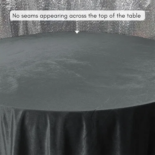 Vista 6 de YOUR CHAIR COVERS - Mantel redondo de terciopelo de 120 pulgadas - Mantel de lino negro para mesas redondas estándar