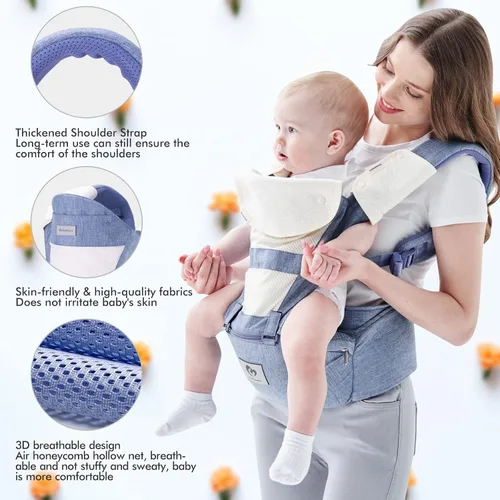 Vista 4 de Bellababy - Portabebés multifunción con asiento de cadera (posición M ergonómica) para bebés de 3 a 36 meses, formas de transportar 6 en 1, todas