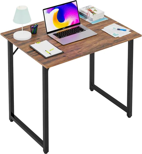 Vista 24 de PayLessHere Escritorio para computadora de 32 pulgadas Negro Escritorio de oficina con marco de metal, pies ajustables Superficie resistente