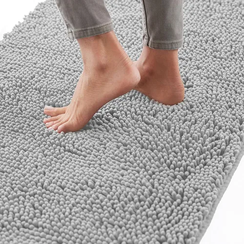 Vista 85 de Gorilla Grip - Tapete de baño de felpilla gruesa, suave y absorbente, secado rápido, de microfibra, con reverso de caucho, para piso de ducha, Negro