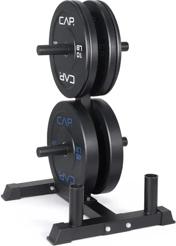Vista 19 de CAP Barbell - Juego de discos olímpicos de goma de 2 pulgadas con soporte de 6 postes, 100-370 libras, múltiples opciones