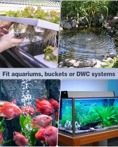 Vista 7 de Pawfly Bomba de Aire para Acuario Bomba de Oxígeno para Tanques de Peces de 10-200 Galones Cubetas Salida Doble Ajustable Ultra Silenciosa Bomba