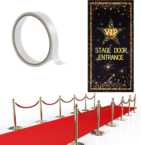 Timtin Red Carpet Runner 2.6 x 15 ft Not Slip Red Aisle Runner VIP Stage Door Entrance Cover Movie Theme Party Accessory 55 GSM Thickness with