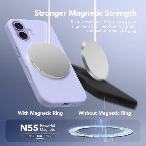 Vista 1215 de GONEZ Funda magnética para iPhone 14, compatible con Magsafe, con protector de pantalla + protector de cámara, forro de microfibra antiarañazos