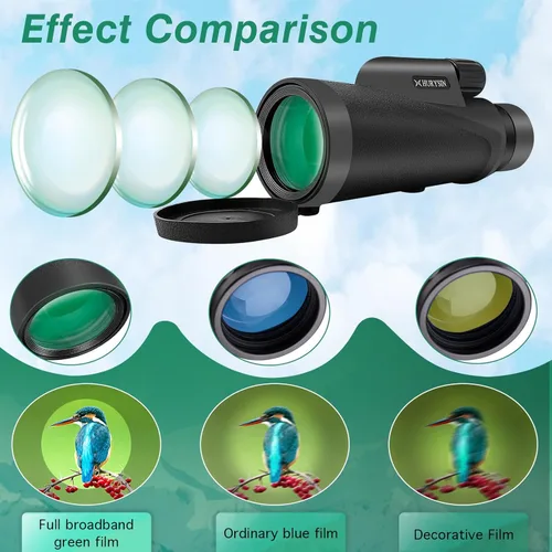 Vista 3 de Telescopio monocular de 8 x 42 – Grado militar, compacto, impermeable y a prueba de niebla, relleno de nitrógeno, óptica FMC con revestimiento