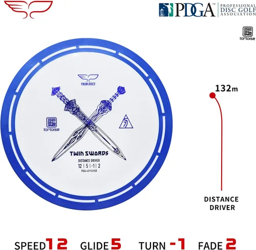 Vista 3 de Yikun Disc Disco de golf Twin Swords Tortuga Fruit Line 2pcs Distancia Driver 6.00-6.17 oz para juegos al aire libre