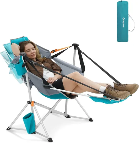 KingCamp Hammock Chair with Footrest – Heavy Duty Swinging Rocking Camping Chairs for Adults up to 400lbs, Folding Portable Oversized Rocker with