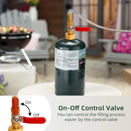 Vista 4 de Adaptador de propano para tanques de 1 libra con medidor de tanque y válvula de control, manguera de acero inoxidable de repuesto de propano de 3