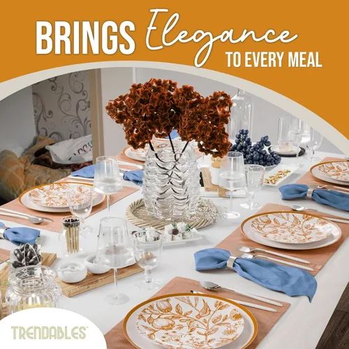 Vista 5 de Trendables Juego de 40 platos desechables de plástico para 20 invitados, platos de postre de 20 x 8 pulgadas y platos de plástico desechables de 20