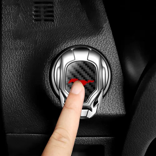 Vista 6 de Cubierta del botón de arranque del motor de automóvil para accesorios Mustang, interruptor de encendido de motores generales, cubierta decorativa