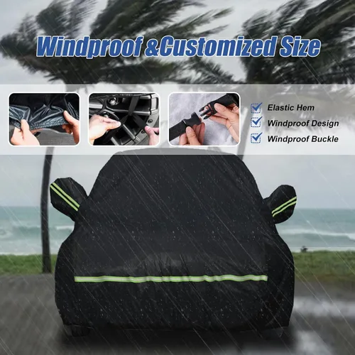 Vista 4 de Fundas impermeables de coche para Mini Cooper S 2002-2021 de 2 puertas (negro) 210T personalizadas 6 capas resistentes al agua, protección para todo