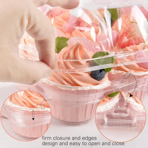 Vista 5 de Soporte para recipientes para cupcakes, 12 unidades x 16 juegos de cajas apilables para cupcakes con 200 forros, bandeja de almacenamiento