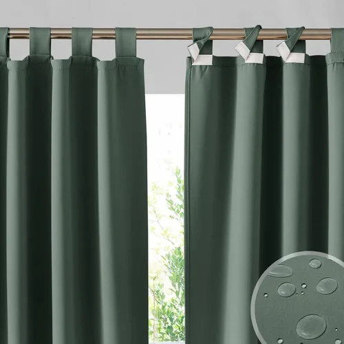 Vista 31 de RYB HOME Cortinas para exteriores para patio – 2 paneles cortinas para exteriores desmontables con parte superior adhesiva, impermeables, opacas