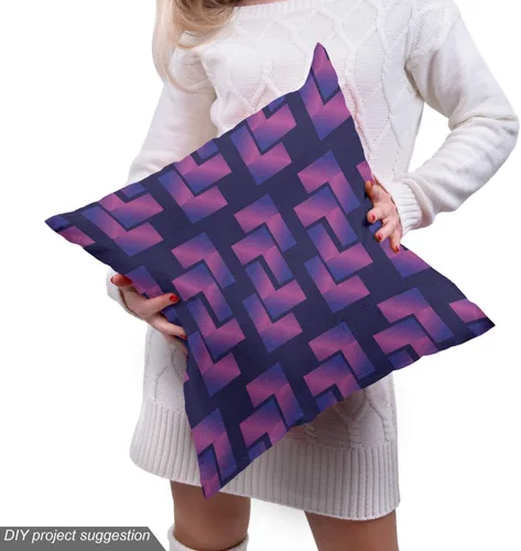 Vista 5 de Ambesonne Synthwave Fabric by The Yard, Purple Toned Gradient with Futuristic Cubic Geometric Forms, Decorative Fabric for Upholstery and Home