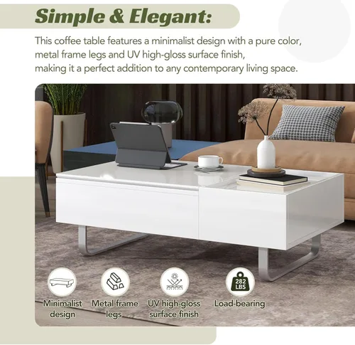 Vista 136 de Mesa auxiliar elevable, mesa auxiliar multifuncional con estantes abiertos, mesa de comedor moderna para sala de estar, oficina en casa (negro #004)