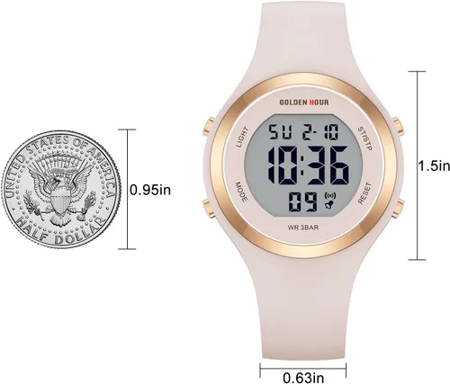 Vista 5 de GOLDEN HOUR Reloj de pulsera de silicona con cronógrafo digital impermeable para mujer