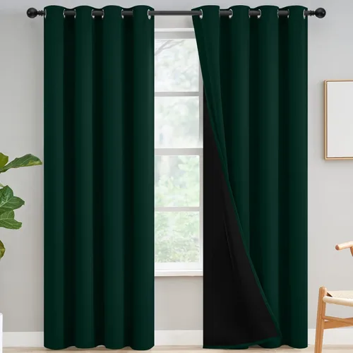 Vista 120 de Yakamok Cortinas negras, cortinas de ventana con aislamiento térmico y eficiencia energética para dormitorio, cortinas opacas completas y cortinas