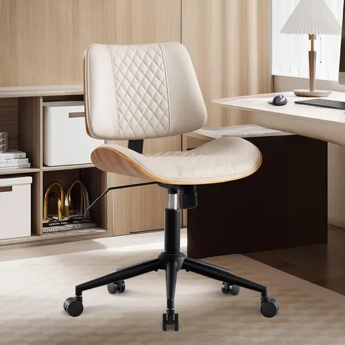 BV - Silla de oficina en casa, sin brazos con ruedas, silla de escritorio pequeña sin brazos, silla de escritorio de oficina para oficina casual,