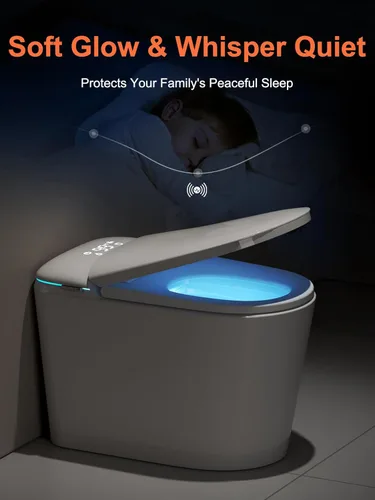 Vista 8 de Inodoro inteligente con bidé, tapa de apertura y cierre automático, asiento con calefacción, secadora, luz nocturna, pantalla LED, doble descarga