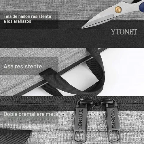 Vista 5 de Ytonet - Estuche para computadora portátil, funda para computadora portátil TSA de 15.6 pulgadas, resistente al agua, duradera, para computadora Gris