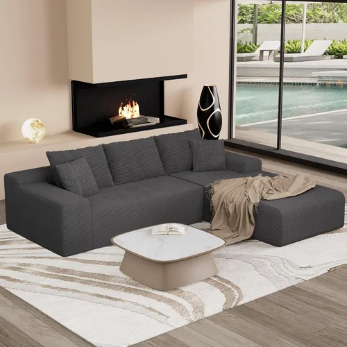 Vista 16 de Sofá seccional convertible de 105" con chaise en forma de L, sofá modular moderno con asiento profundo, cómodos sofás tipo nube de 3 plazas