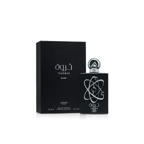 Vista 2 de Lattafa Perfumes Tharwah Silver para Eau de Parfum en espray unisex, 3.4 onzas