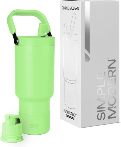 Vista 37 de Simple Modern Trek Pivot Vaso con pajita abatible de 30 oz con asa Botella de agua y protector Tapas intercambiables de pajita y para beber