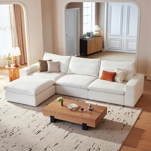Vista 14 de Cloud Couch Sectional - Sofá seccional modular de gran tamaño de 110.2 pulgadas con asientos profundos, cómodo sofá de nube blanca con funda lavable