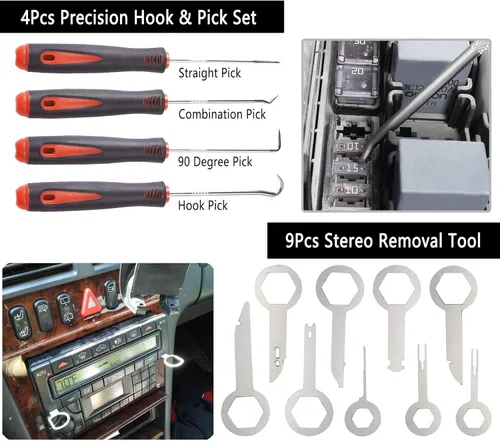 Vista 4 de Uolor Kit de herramientas de extracción de molduras de 268 piezas, kit de herramientas de palanca para automóvil, herramienta de extracción de panel
