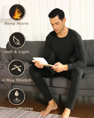 Vista 4 de ViCherub Thermal Underwear for Men Fleece Lined Long Johns Thermals Top and Bottom Set Base Layer for Cold Weather