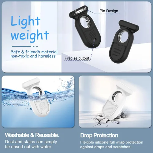 Vista 3 de Funda para Galaxy SmartTag2 con pasador invisible, funda protectora completa de silicona suave antideslizante para Samsung Galaxy Smart Tag 2