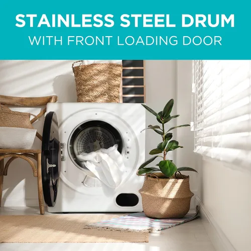 Vista 4 de BLACK+DECKER Secadora compacta de 1.5 pies cúbicos, capacidad de 5.5 libras, máquina de secado eléctrica ventilada de 850W 120V con tambor de acero