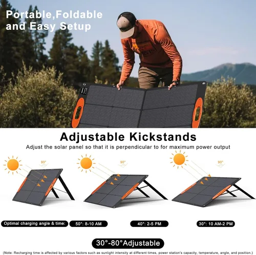 Vista 5 de SOKIOVOLA N-Type 16BB 100W Panel solar portátil 18V ETFE Cargador solar plegable portátil NextGen 25% Panel solar plegable de alta conversión