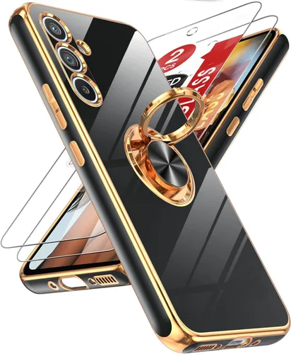 Vista 92 de LeYi para Funda de Teléfono Samsung Galaxy A13-5G: Protector de Pantalla de Vidrio Templado, Soporte Magnético Giratório de Anillo 360°, Borde Negro