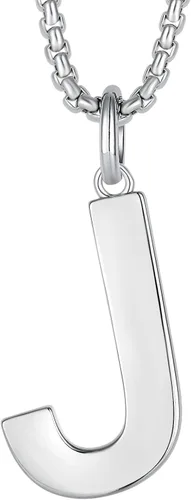 Collar de plata de ley 925 con inicial A-Z para hombre, dije de letra para hombre, cadena Rolo de 24 pulgadas