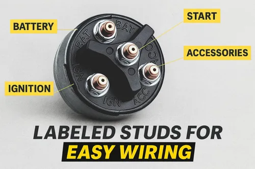 Vista 3 de MGI SpeedWare Interruptor de llave de encendido universal de 4 posiciones para coche de 12 V, camión, tractor, remolque, montacargas