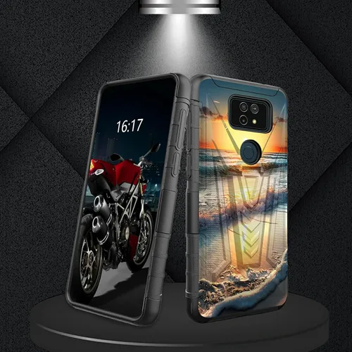 Vista 7 de Funda para AT&T Maestro Max 2021/Cricket Ovation 2 con protector de pantalla de vidrio templado, funda resistente con función atril integrada