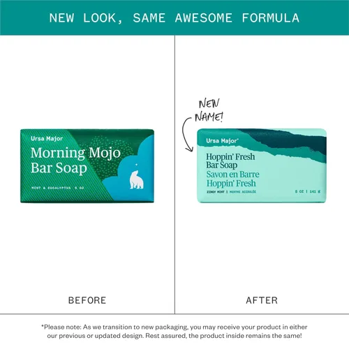 Vista 2 de Ursa Major Morning Mojo jabón en barra, exfoliante natural con menta, eucalipto y romero, 5 onzas