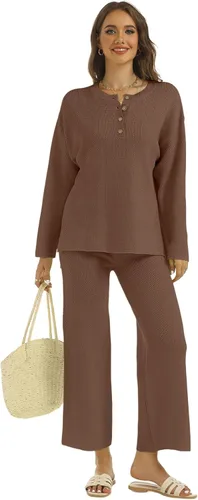 Vista 6 de Nfsion Conjunto de 2 piezas de moda de gran tamaño para mujer, conjuntos de descanso holgados a juego, cómodos conjuntos de suéter de punto