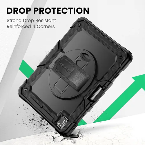 Vista 8 de SEYMAC Funda para iPad Pro 12.9 2022/2021/2020/2018, resistente protección a prueba de golpes con protector de pantalla, soporte giratorio de 360°