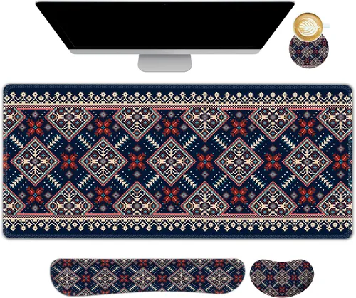 Vista 17 de AIMSA Juego de alfombrillas de mouse grandes para juegos, soporte para reposamuñecas y teclado, alfombrilla de mouse ergonómica de espuma