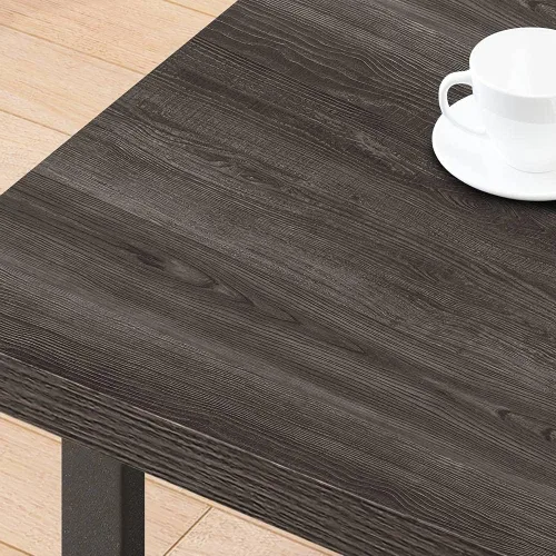 Vista 6 de IBF Mesa auxiliar rústica, de madera y metal, simple mesa central industrial moderna, mesa de cóctel rectangular minimalista de madera para sala
