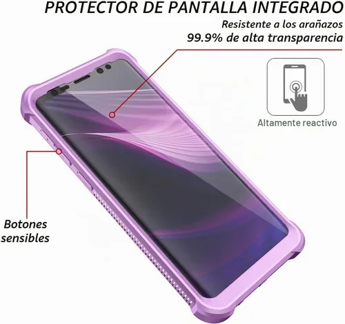 Vista 5 de Dexnor Funda compatible con Samsung Galaxy S9 con protector de pantalla, marco galvanizado, cubierta trasera transparente, resistente 360, cuerpo