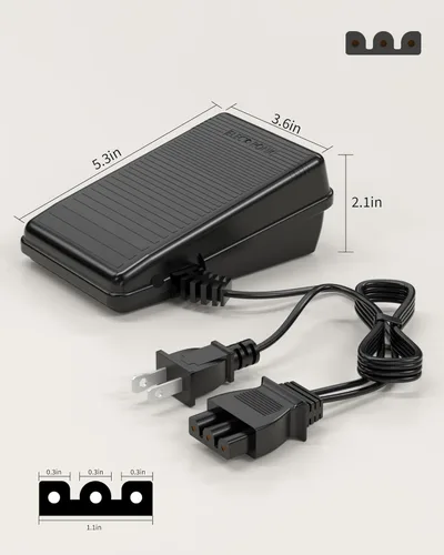 Vista 4 de Cable de alimentación de pedal de repuesto para máquina de coser Singer, enchufe de forma D compatible con Singer 4452 4432 4423 4411 5554 5532 5523