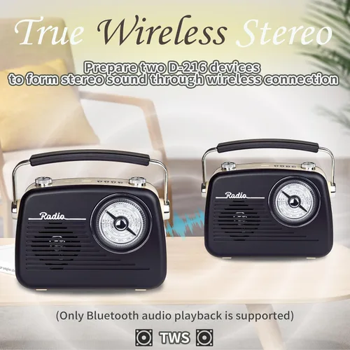 Vista 4 de Radios portátiles AM FM SW, receptor de transistor retro de recepción fuerte, altavoz Bluetooth, enchufe de corriente alterna en la pared, funciona