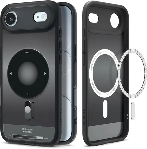 Vista 22 de Spigen - Funda Ultra Hybrid MagFit con impresión digital directa para iPhone 15/14/13, diseño Zero One, color negro, compatible con MagSafe